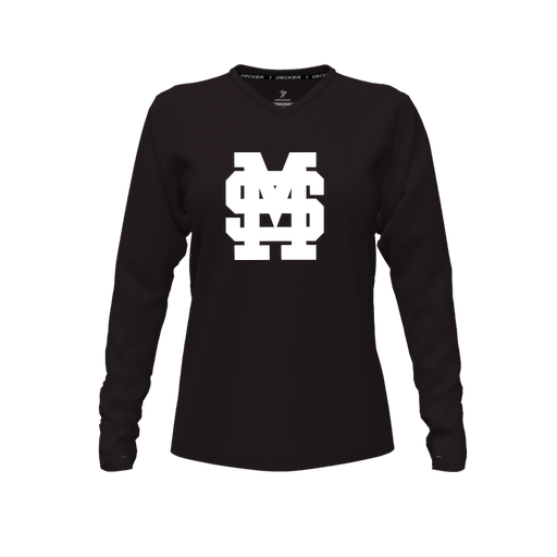 [CUS-DFW-TEES-CMF-VNK-LSL-BLK-FYXS-LOGO3] Comfort T-Shirt (Female Youth XS, Black, V Neck, Logo 3, Long Sleeve)
