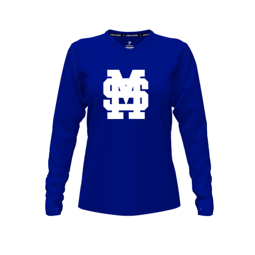 [CUS-DFW-TEES-CMF-VNK-LSL-RYL-FYXS-LOGO3] Comfort T-Shirt (Female Youth XS, Royal, V Neck, Logo 3, Long Sleeve)
