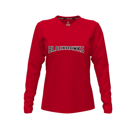 [FTLVCFRD-FYXS-LOGO2] Comfort T-Shirt (Female Youth XS, Red, V Neck, Logo 2, Long Sleeve)