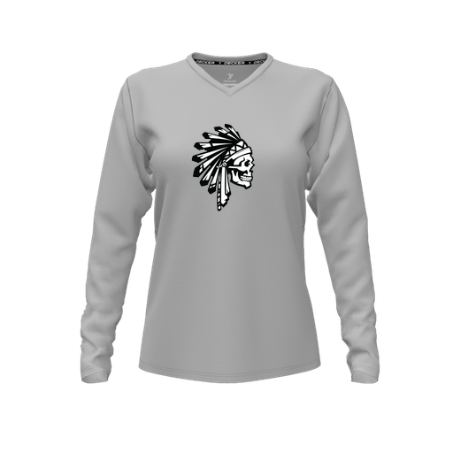 [CUS-DFW-TEES-CMF-VNK-LSL-GRY-FYXS-LOGO1] Comfort T-Shirt (Female Youth XS, Gray, V Neck, Logo 1, Long Sleeve)
