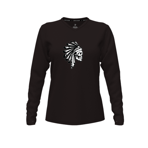 [CUS-DFW-TEES-PER-VNK-LSL-BLK-FYXS-LOGO1] Performance T-Shirt (Female Youth XS, Black, V Neck, Logo 1, Long Sleeve)