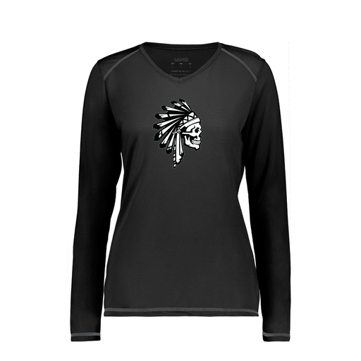[6847.080.XS-LOGO1] Women's SoftTouch Long Sleeve (Female Adult XS, Black, Logo 1)