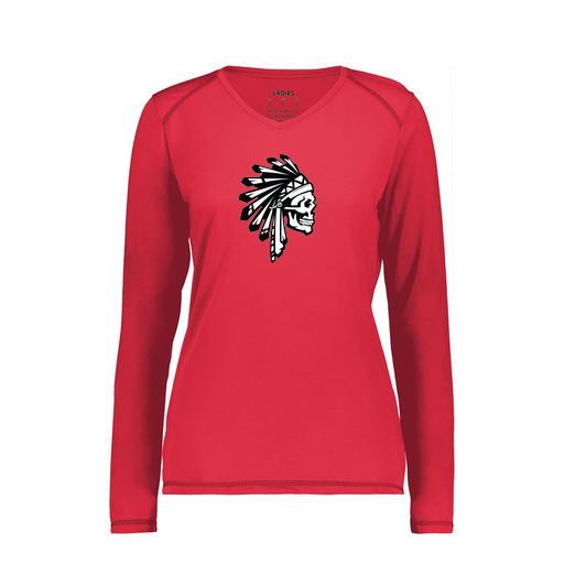 [6847.083.XS-LOGO1] Women's SoftTouch Long Sleeve (Female Adult XS, Red, Logo 1)