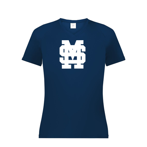 [2792.065.XS-LOGO3] Ladies Smooth Sport V-Neck T-Shirt (Female Adult XS, Navy, Logo 3)