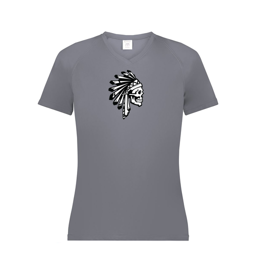 [2792.059.XS-LOGO1] Ladies Smooth Sport V-Neck T-Shirt (Female Adult XS, Gray, Logo 1)