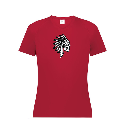 [2792.083.XS-LOGO1] Ladies Smooth Sport V-Neck T-Shirt (Female Adult XS, Red, Logo 1)