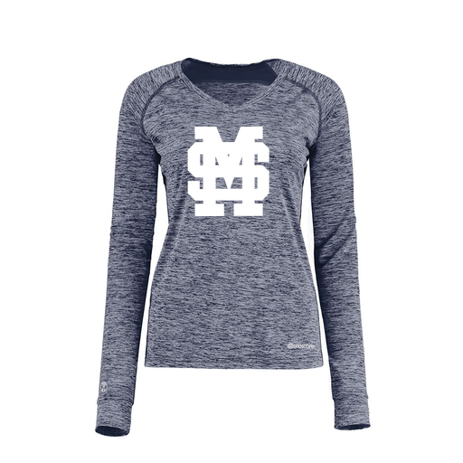 [222770.U22.XS-LOGO3] Ladies Electric Long Sleeve Shirt (Female Adult XS, Navy, Logo 3)