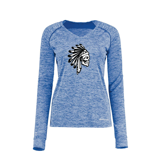 [222770.U55.XS-LOGO1] Ladies Electric Long Sleeve Shirt (Female Adult XS, Royal, Logo 1)