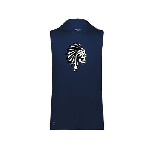 [222590.065.XS-LOGO1] Men's CoolDry Sleeveless Hoodie (Adult XS, Navy, Logo 1)