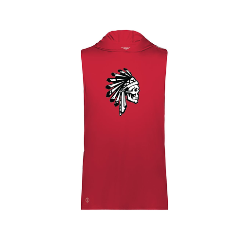 [222590.083.XS-LOGO1] Men's CoolDry Sleeveless Hoodie (Adult XS, Red, Logo 1)