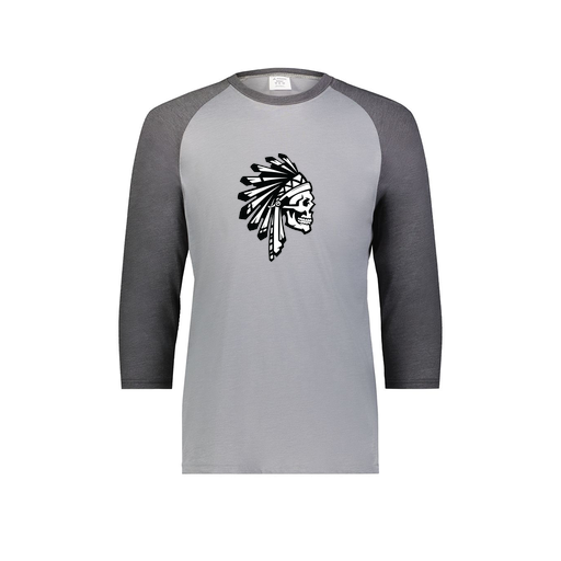 [6879.30V.S-LOGO1] Men's Vintage 3/4 Sleeve T-Shirt (Adult S, Gray, Logo 1)