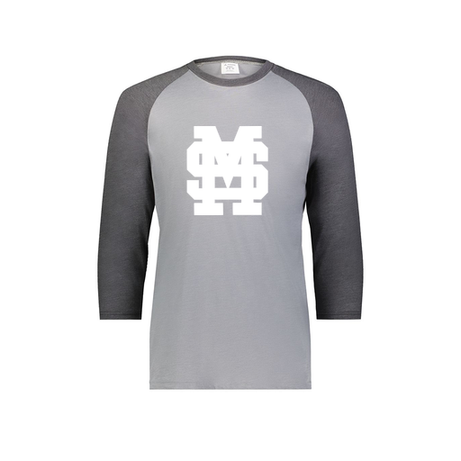 [6879.30V.S-LOGO3] Men's Vintage 3/4 Sleeve T-Shirt (Adult S, Gray, Logo 3)