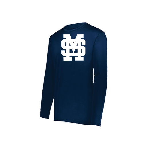 [222823.065.S-LOGO3] Youth LS Smooth Sport Shirt (Youth S, Navy, Logo 3)