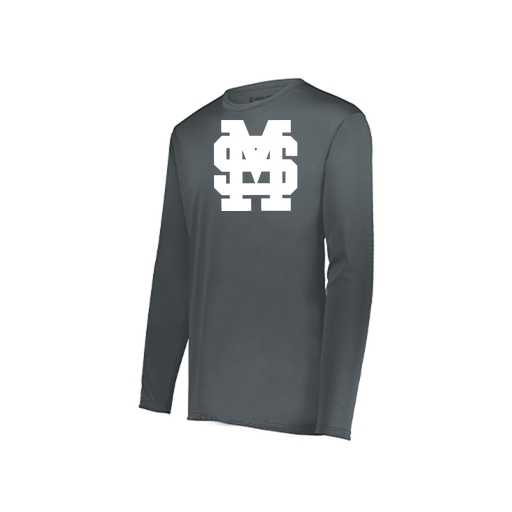 [222823.059.S-LOGO3] Youth LS Smooth Sport Shirt (Youth S, Gray, Logo 3)