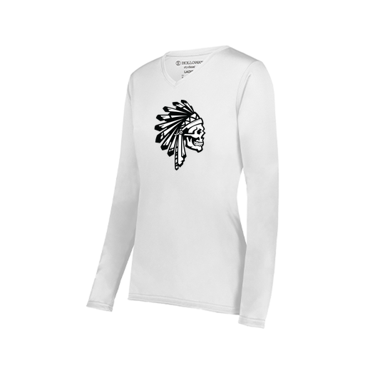 [222824.005.S-LOGO1] Ladies LS Smooth Sport Shirt (Female Adult S, White, Logo 1)