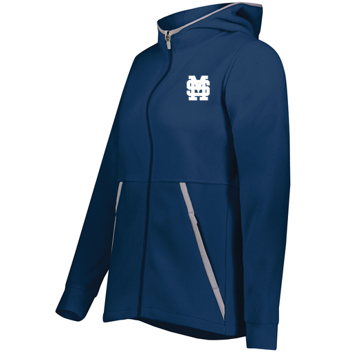 [6860.065.XS-LOGO3] Ladies Chill Full Zip Fleece (Female Adult XS, Navy, Logo 3)