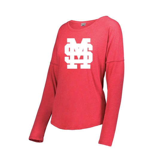 [FTLCUBRD-FAXS-LOGO3] Decker Women's Tri-Blend T-Shirt - Long Sleeve (Female Adult XS, Red, Logo 3)